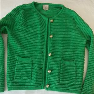 Sioni Vibrant Green Button-Up Cardigan